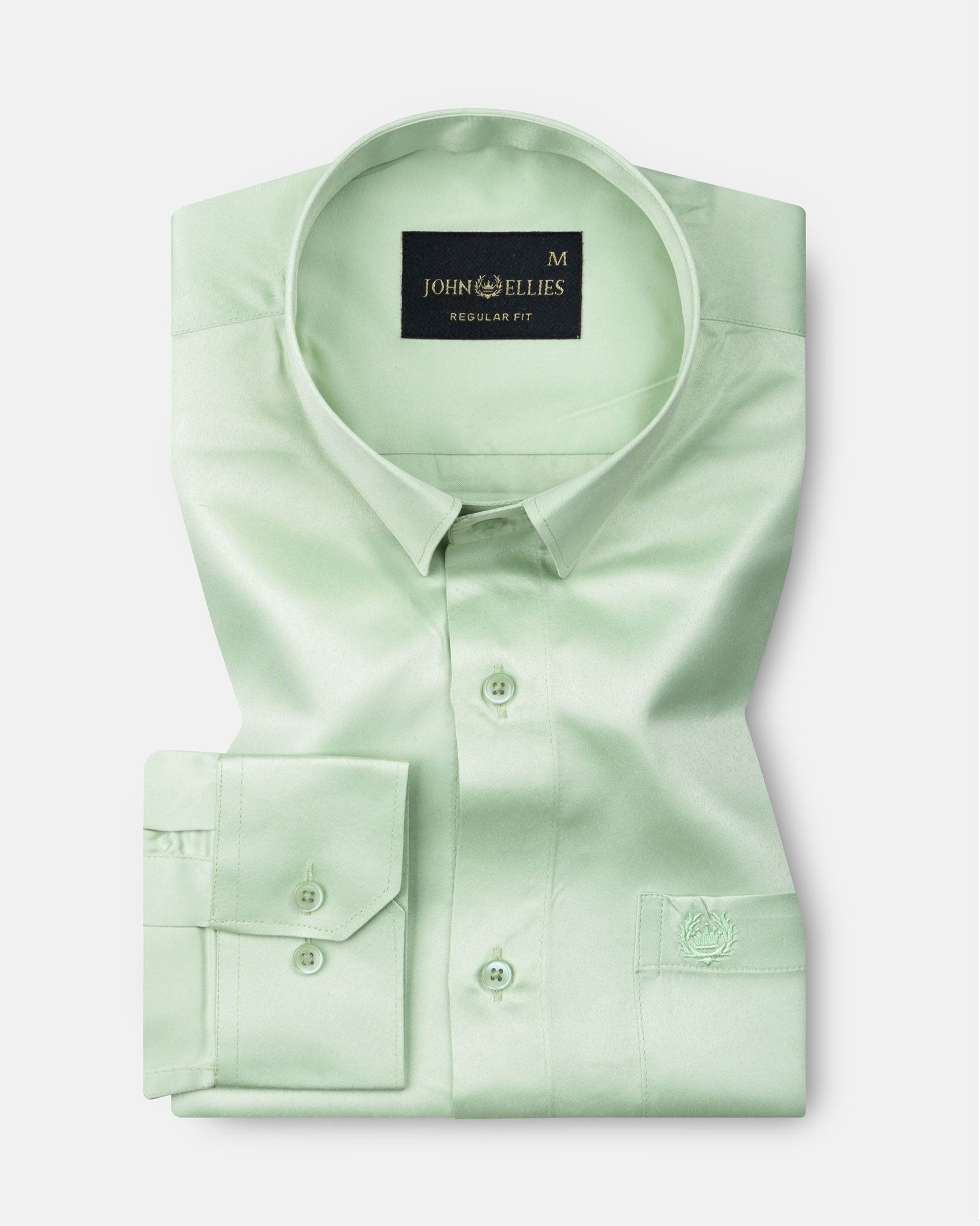 Ellwood Mint Green Plain Satin Shirt - John Ellies