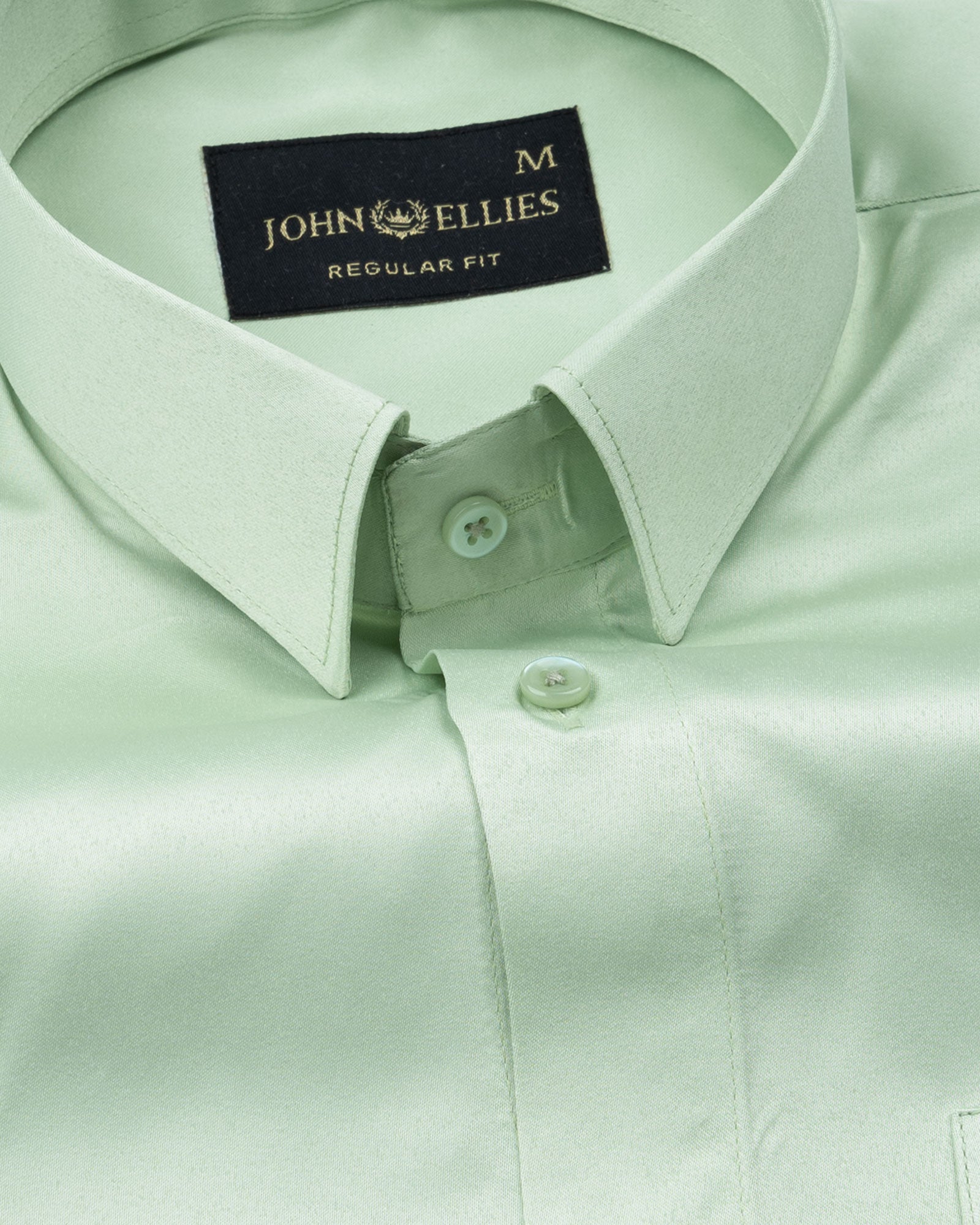 Ellwood Mint Green Plain Satin Shirt - John Ellies