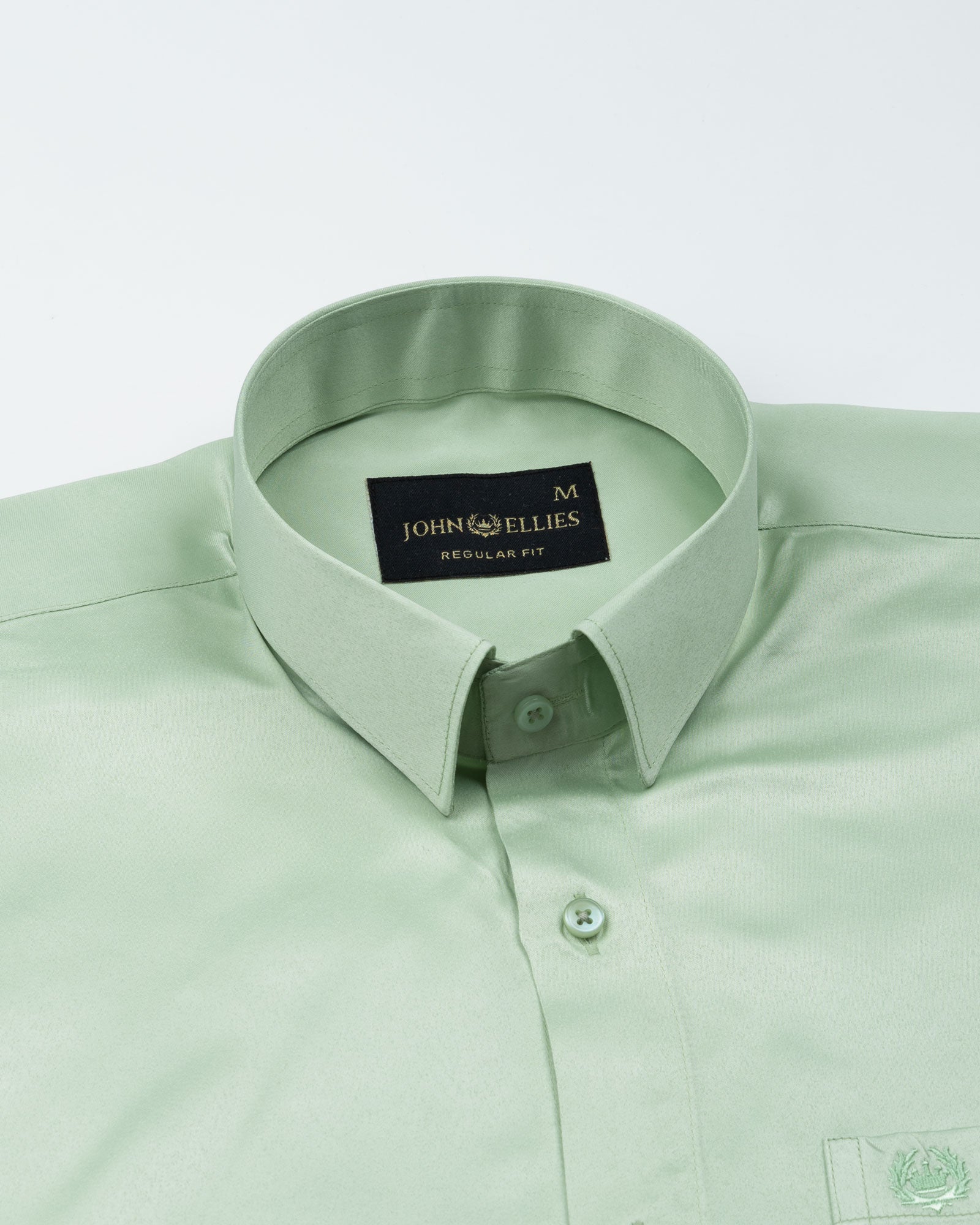 Ellwood Mint Green Plain Satin Shirt - John Ellies