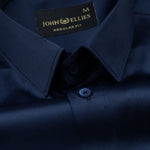 Ellwood Navy Blue Plain Satin Shirt - John Ellies