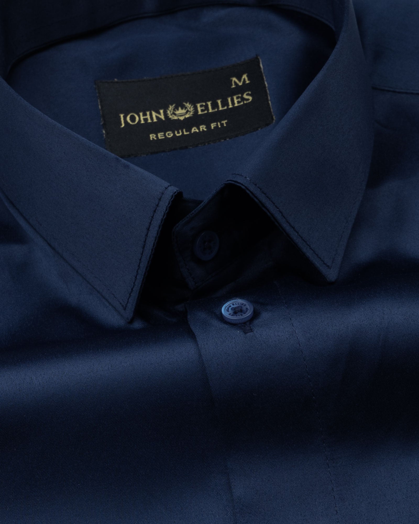Ellwood Navy Blue Plain Satin Shirt - John Ellies