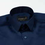 Ellwood Navy Blue Plain Satin Shirt - John Ellies