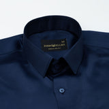 Ellwood Navy Blue Plain Satin Shirt - John Ellies