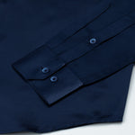 Ellwood Navy Blue Plain Satin Shirt - John Ellies