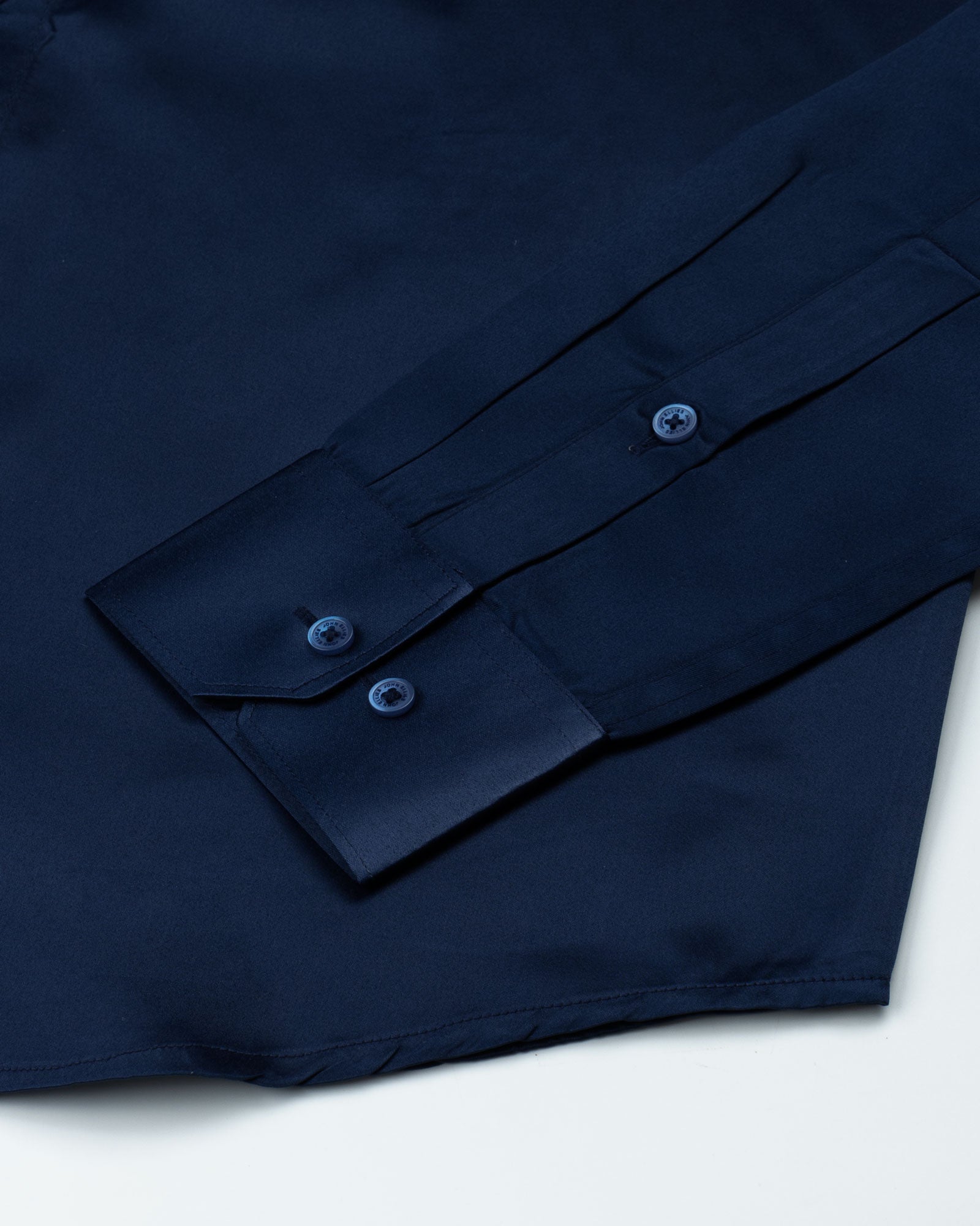 Ellwood Navy Blue Plain Satin Shirt - John Ellies
