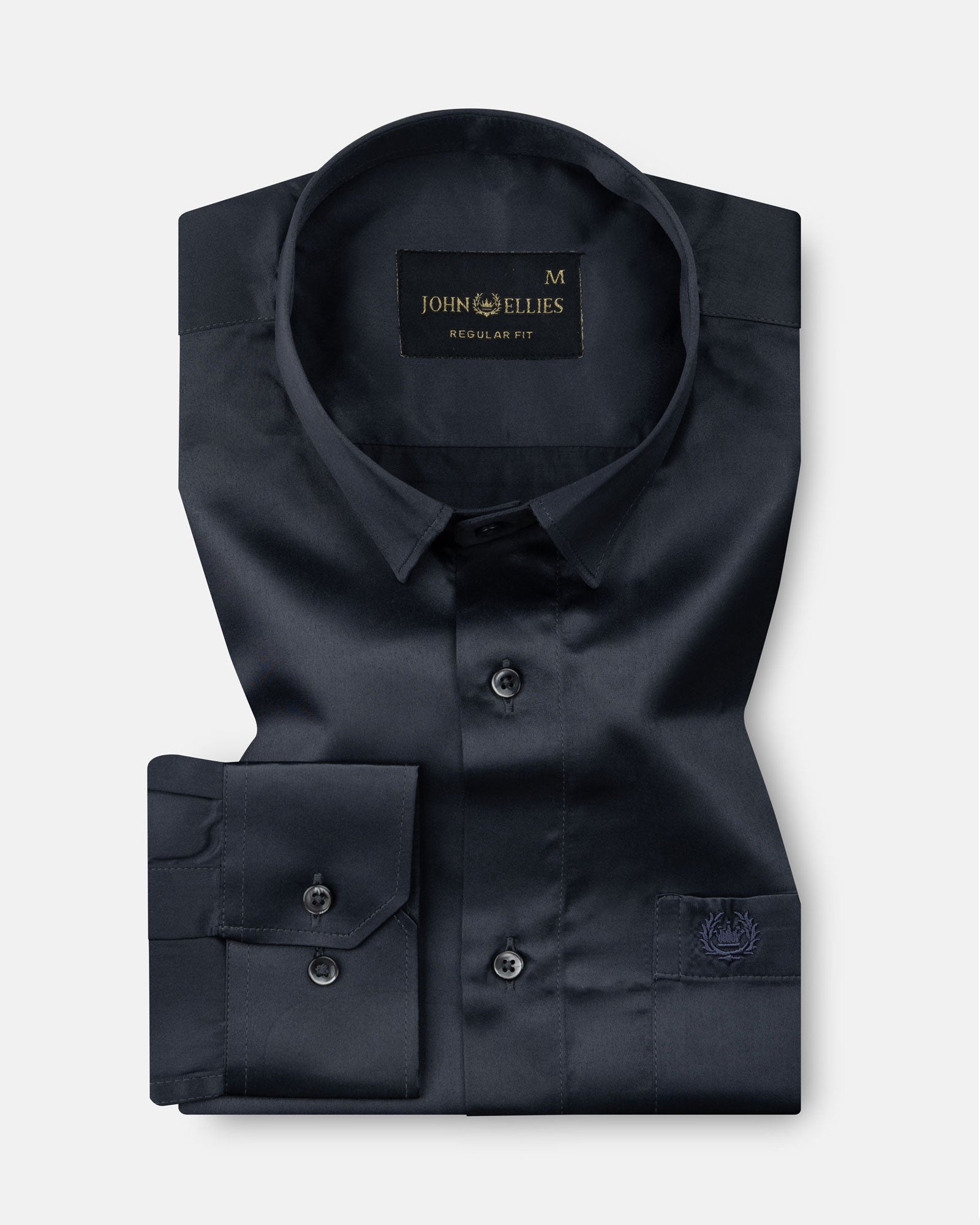 Ellwood Grey Plain Satin Shirt - John Ellies