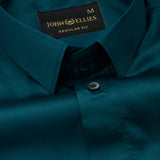 Ellwood Teal Plain Satin Shirt - John Ellies
