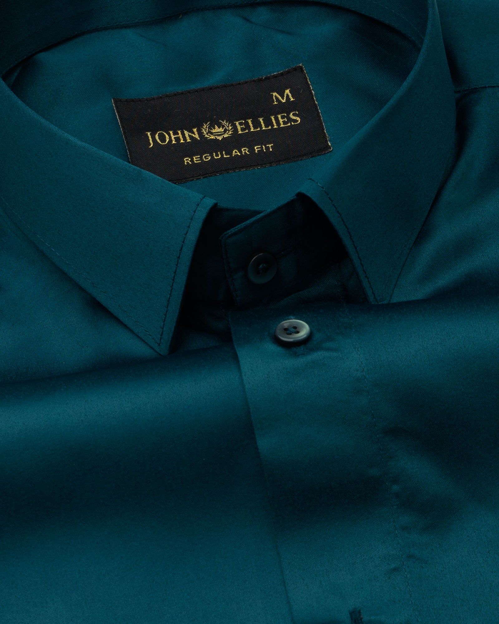 Ellwood Teal Plain Satin Shirt - John Ellies