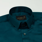 Ellwood Teal Plain Satin Shirt - John Ellies