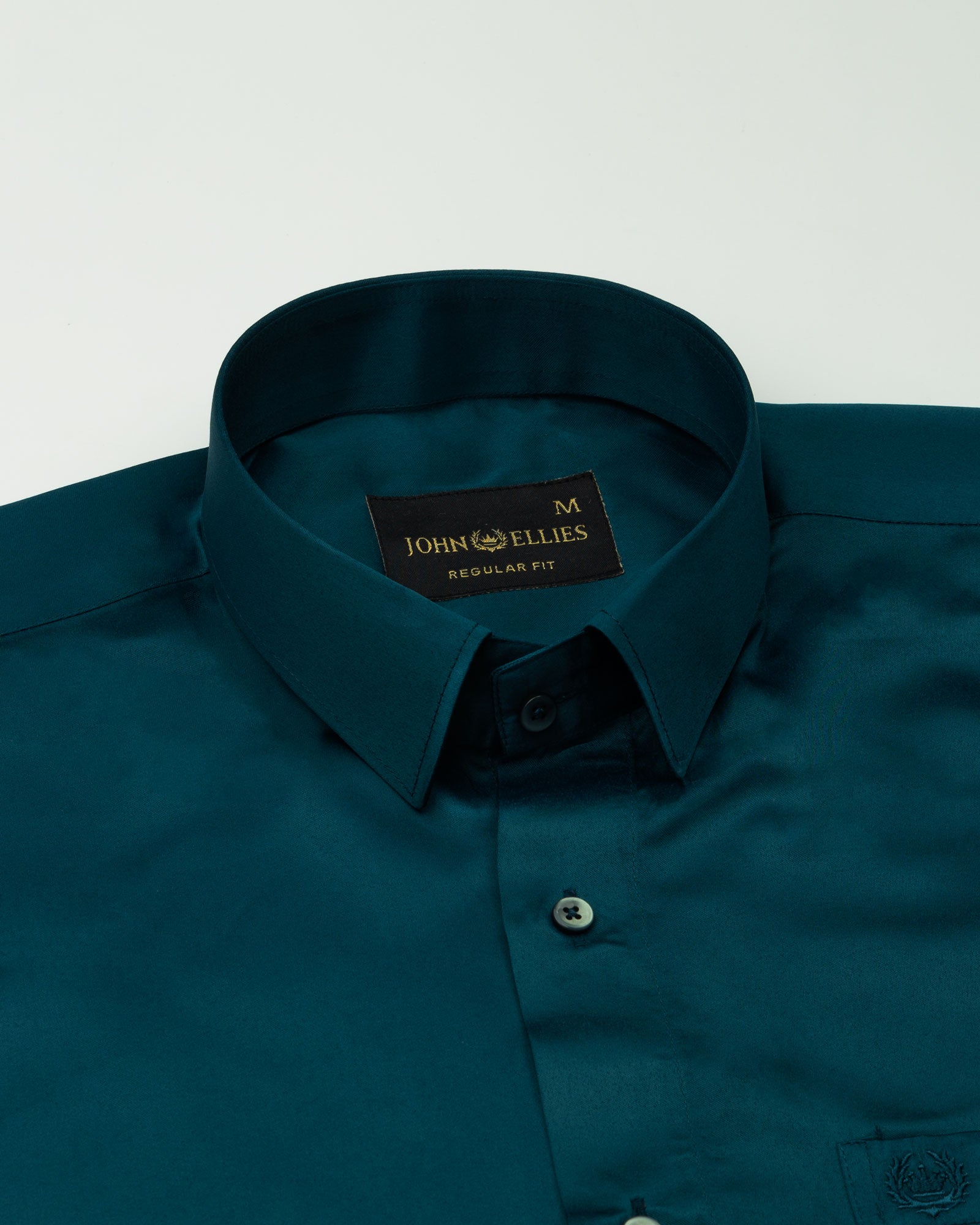 Ellwood Teal Plain Satin Shirt - John Ellies