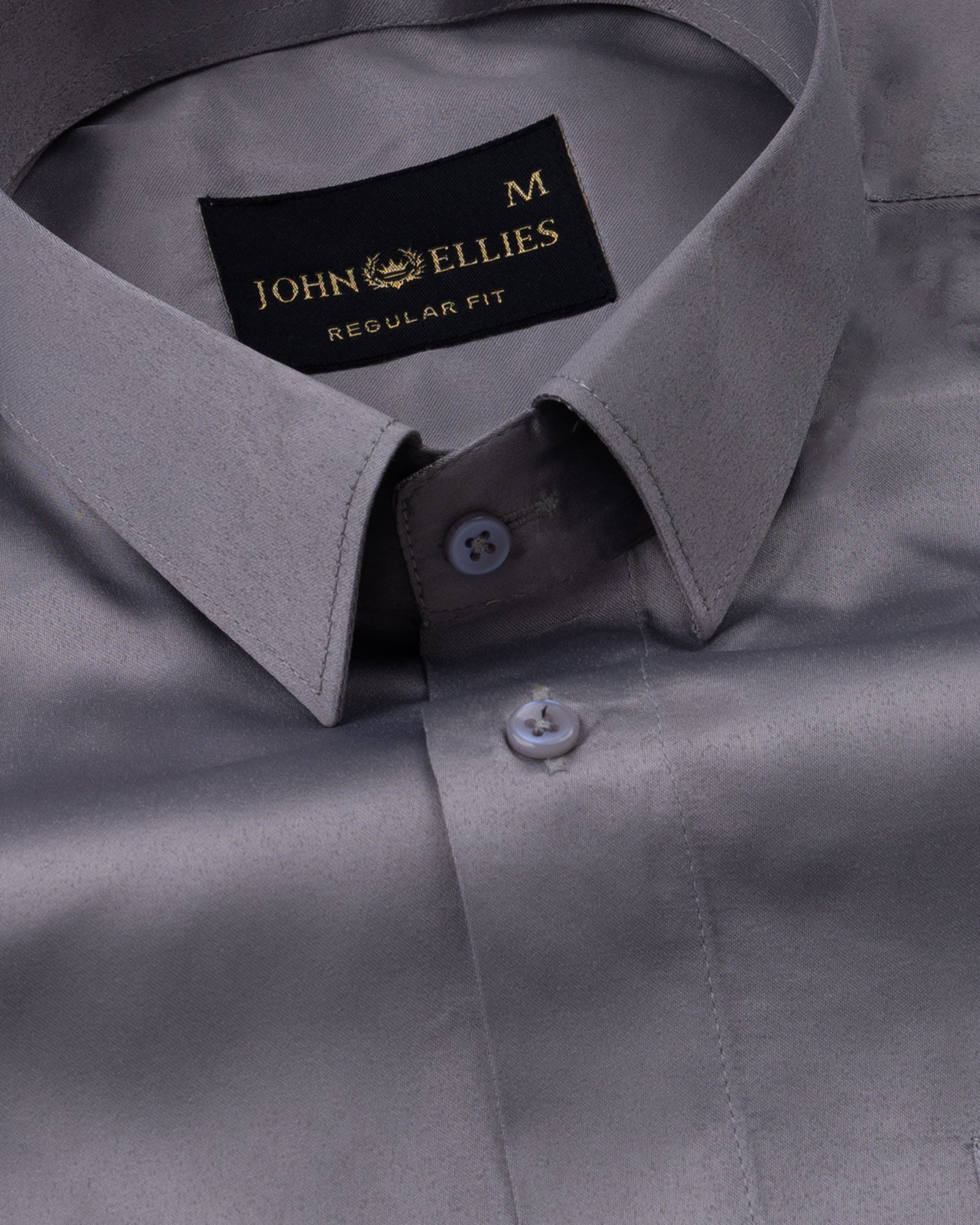 Ellwood Dusty Grey Plain Satin Shirt - John Ellies