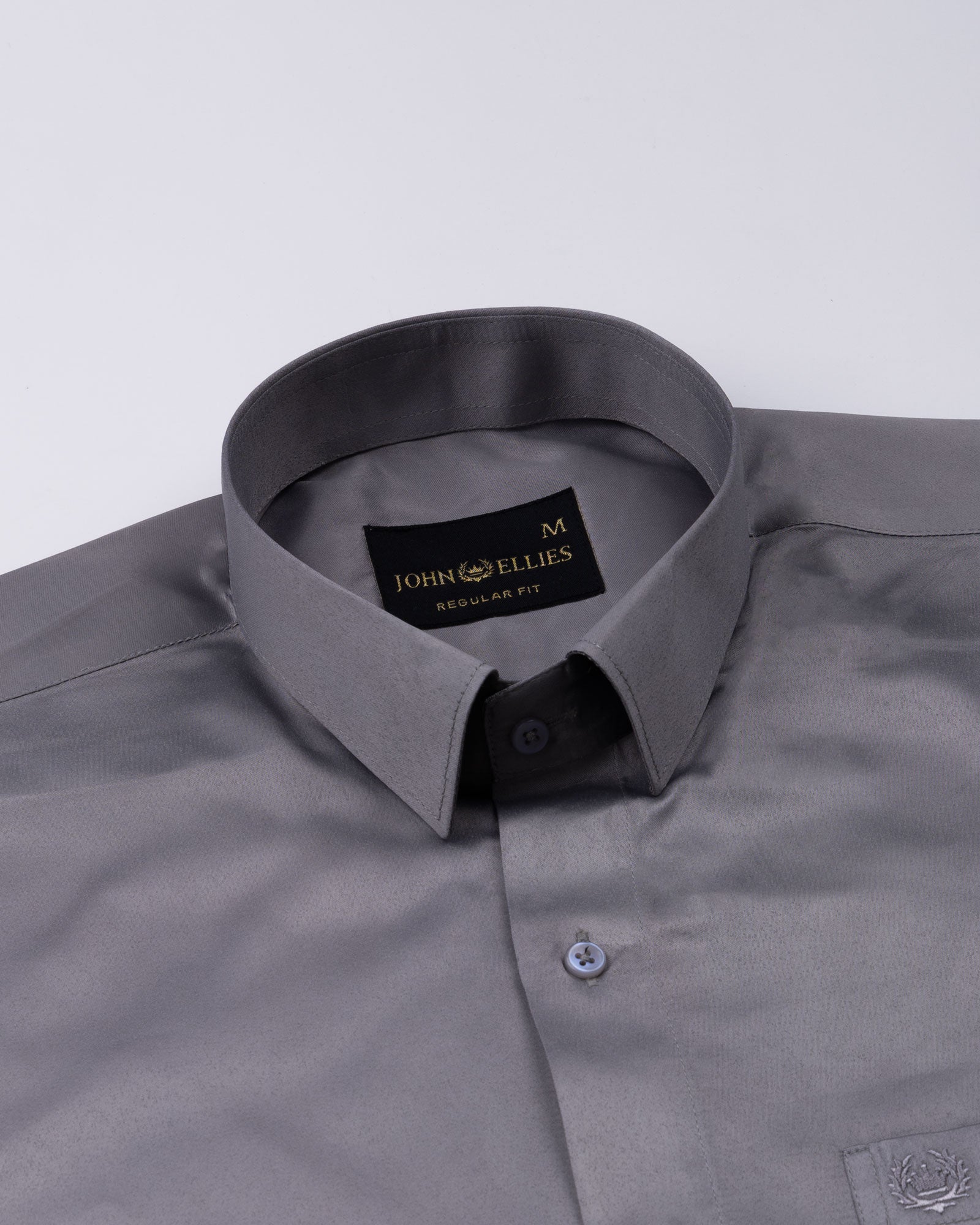 Ellwood Dusty Grey Plain Satin Shirt - John Ellies