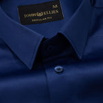 Ellwood Blue Plain Satin Shirt - John Ellies