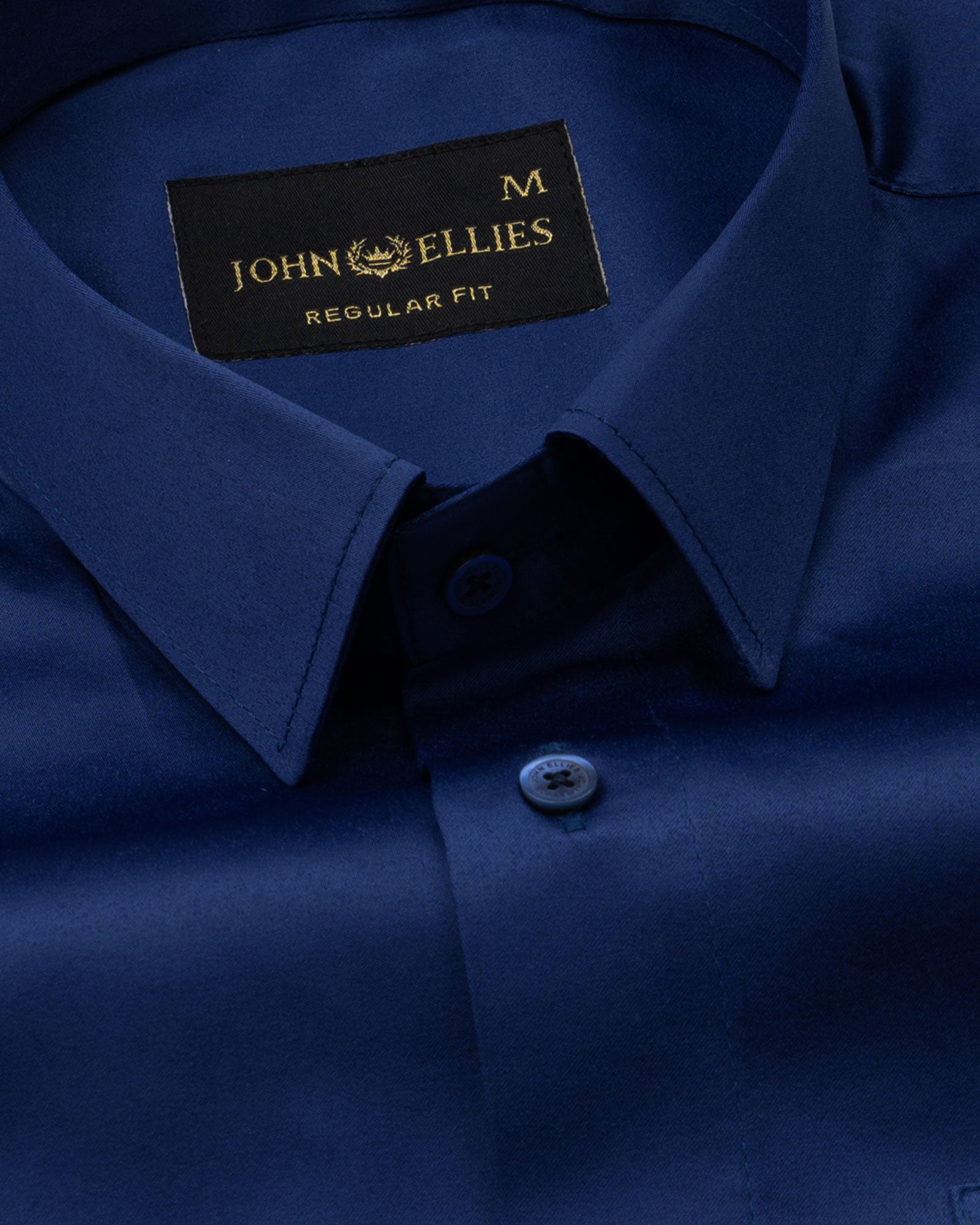 Ellwood Blue Plain Satin Shirt - John Ellies