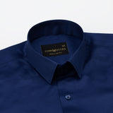 Ellwood Blue Plain Satin Shirt - John Ellies