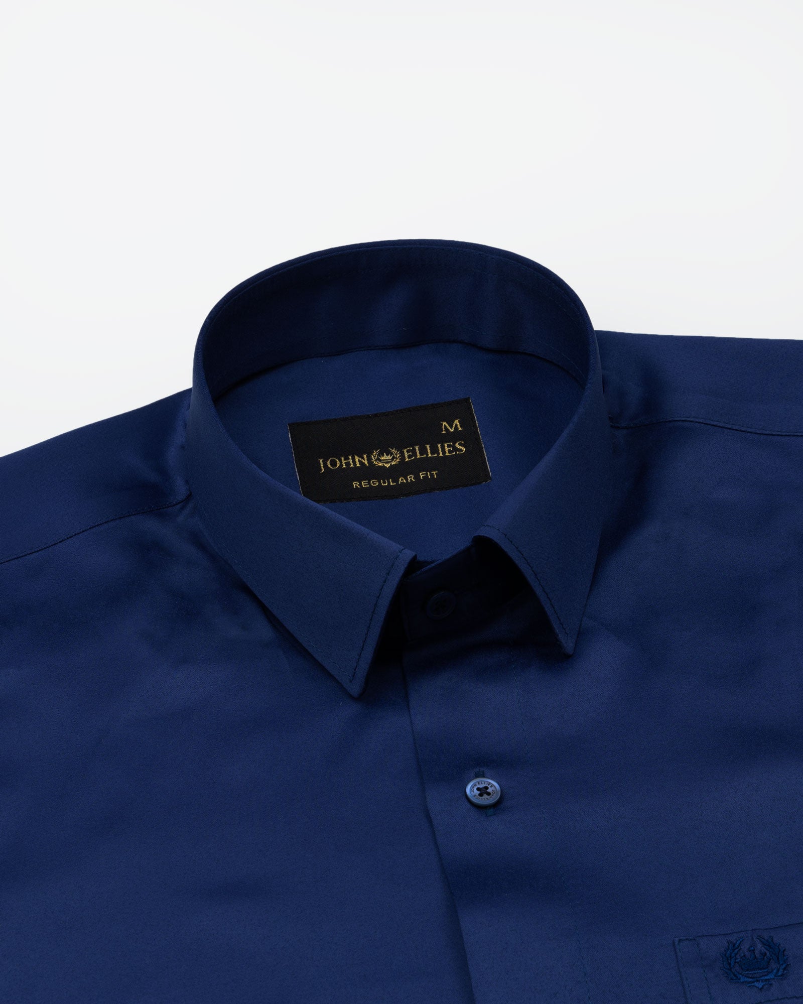 Ellwood Blue Plain Satin Shirt - John Ellies
