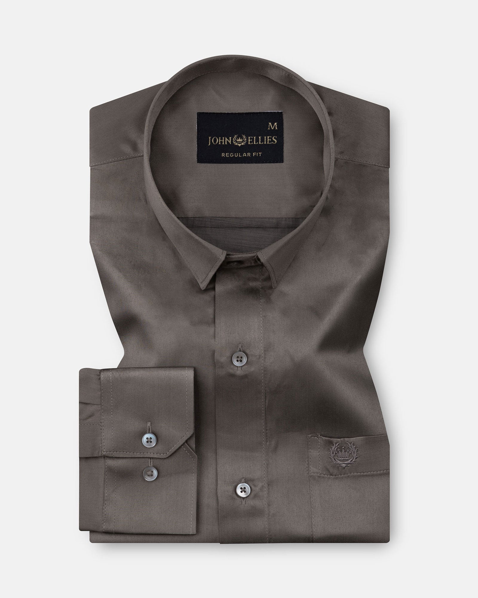 Ellwood Coffee Plain Satin Shirt - John Ellies