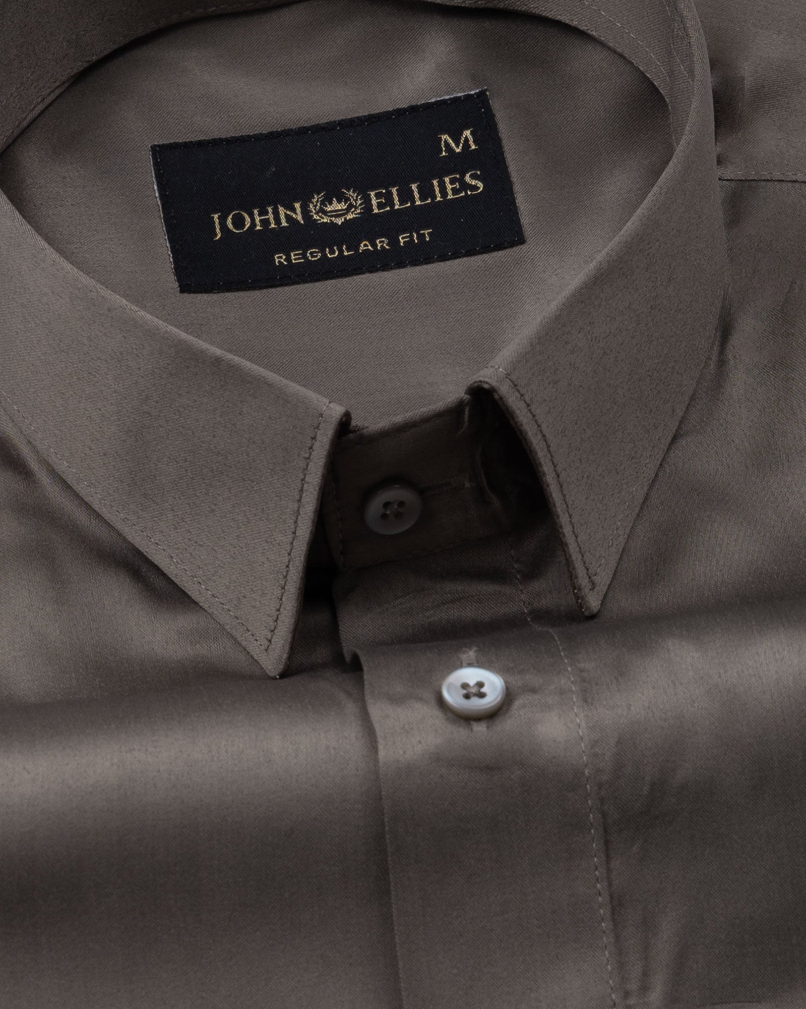 Ellwood Coffee Plain Satin Shirt - John Ellies