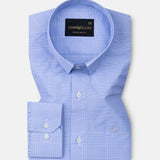 Zephar Ice Blue Check Cotton Shirt - John Ellies