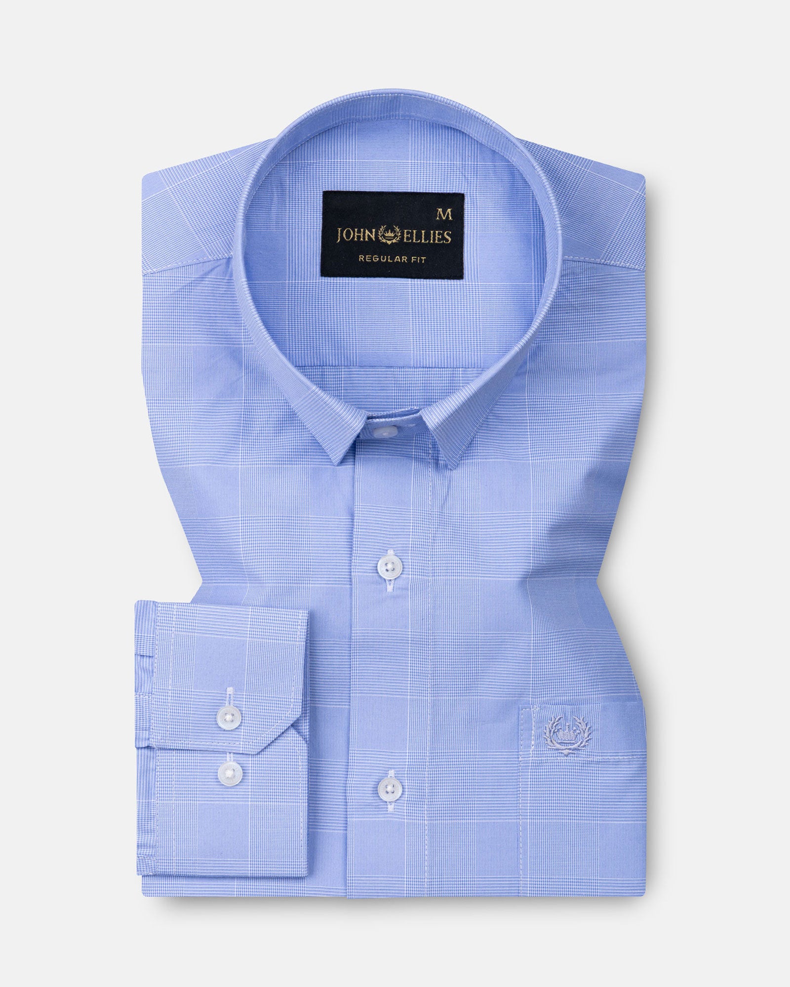 Zephar Ice Blue Check Cotton Shirt - John Ellies