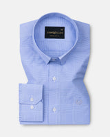 Zephar Ice Blue Check Cotton Shirt