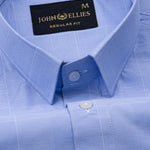 Zephar Ice Blue Check Cotton Shirt - John Ellies