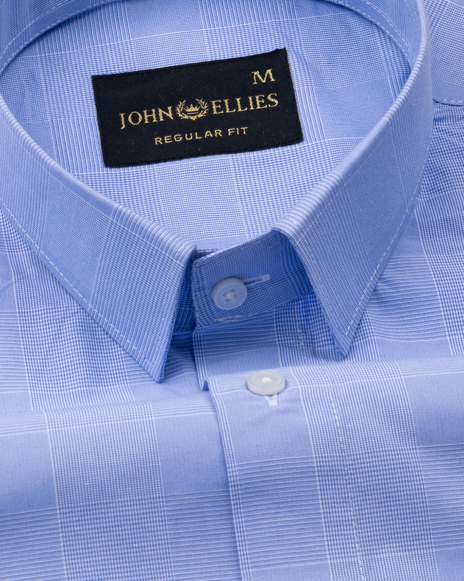 Zephar Ice Blue Check Cotton Shirt - John Ellies