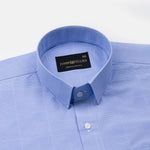 Zephar Ice Blue Check Cotton Shirt - John Ellies
