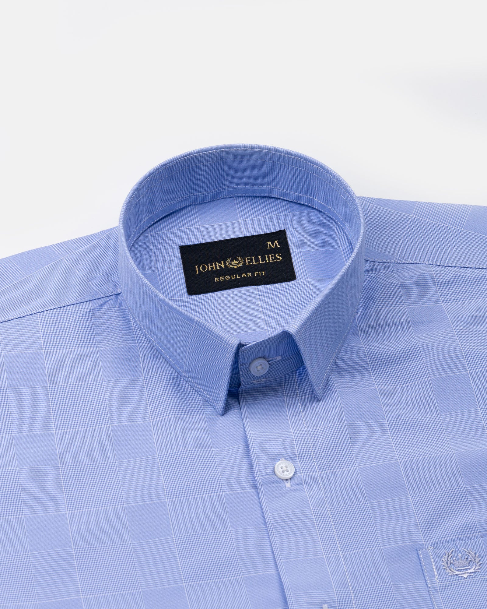 Zephar Ice Blue Check Cotton Shirt - John Ellies