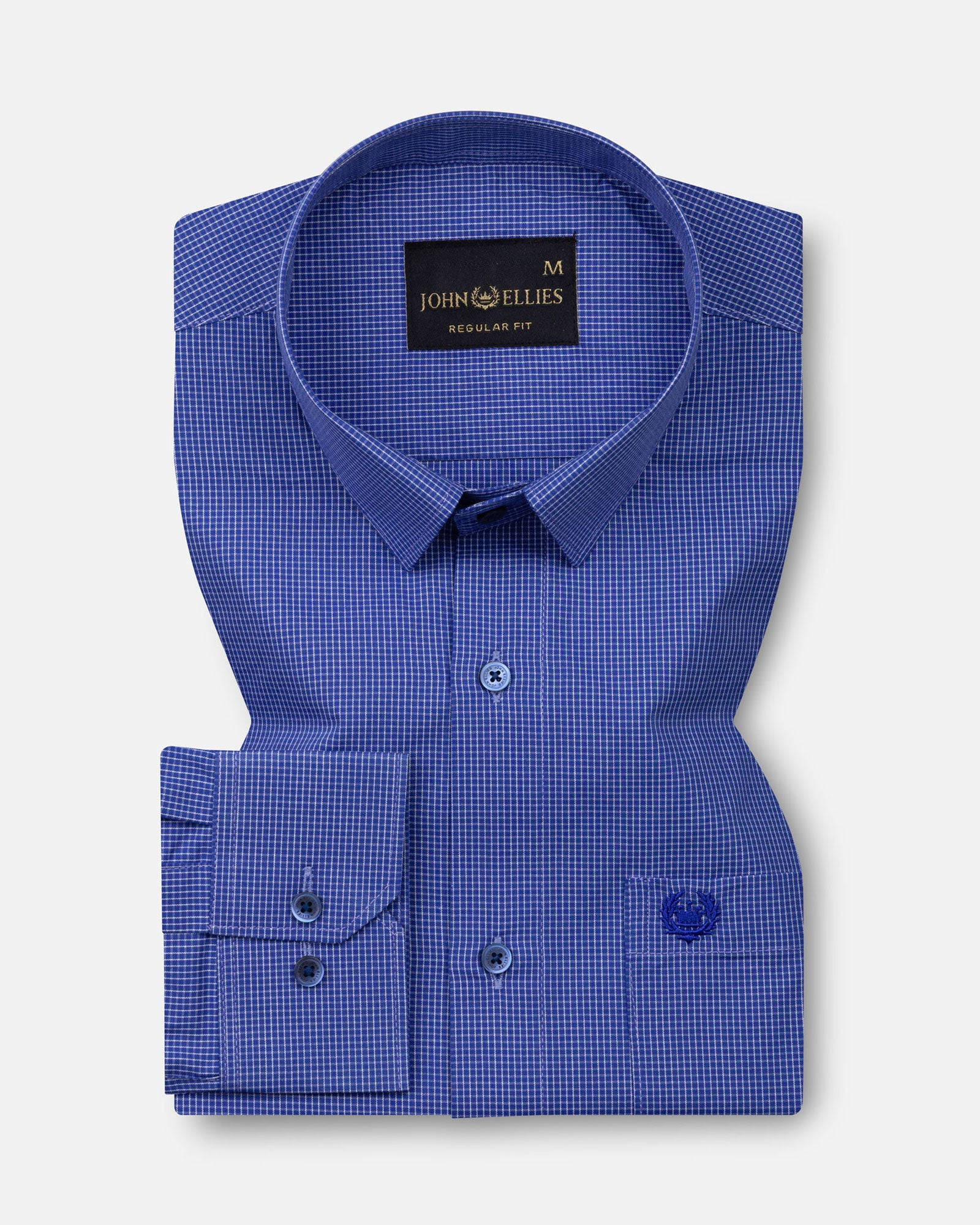 Zephar Navy Blue Check Cotton Shirt - John Ellies