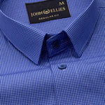 Zephar Navy Blue Check Cotton Shirt - John Ellies