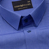 Zephar Navy Blue Check Cotton Shirt - John Ellies