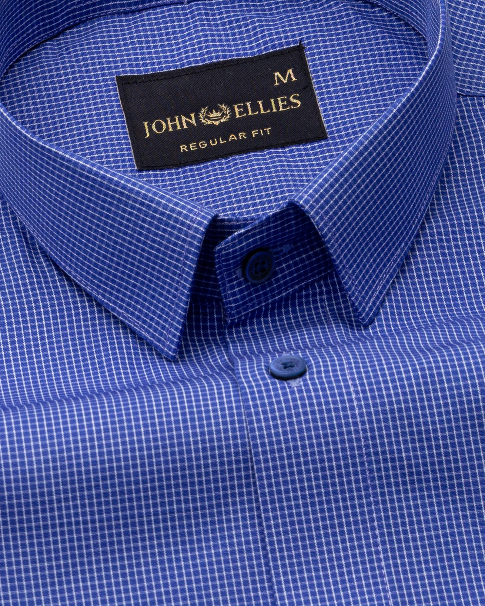 Zephar Navy Blue Check Cotton Shirt - John Ellies