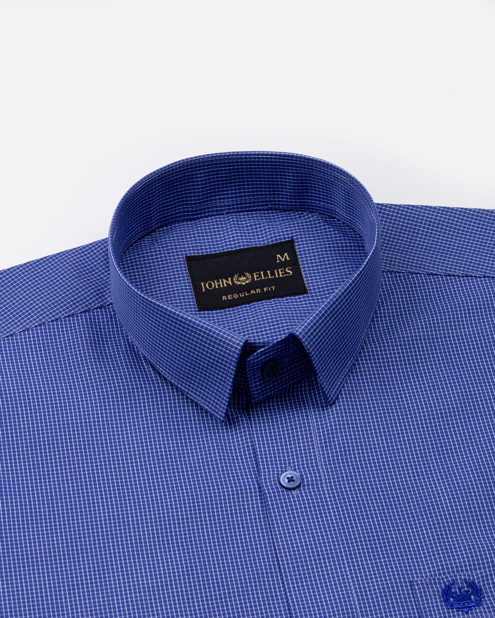 Zephar Navy Blue Check Cotton Shirt - John Ellies