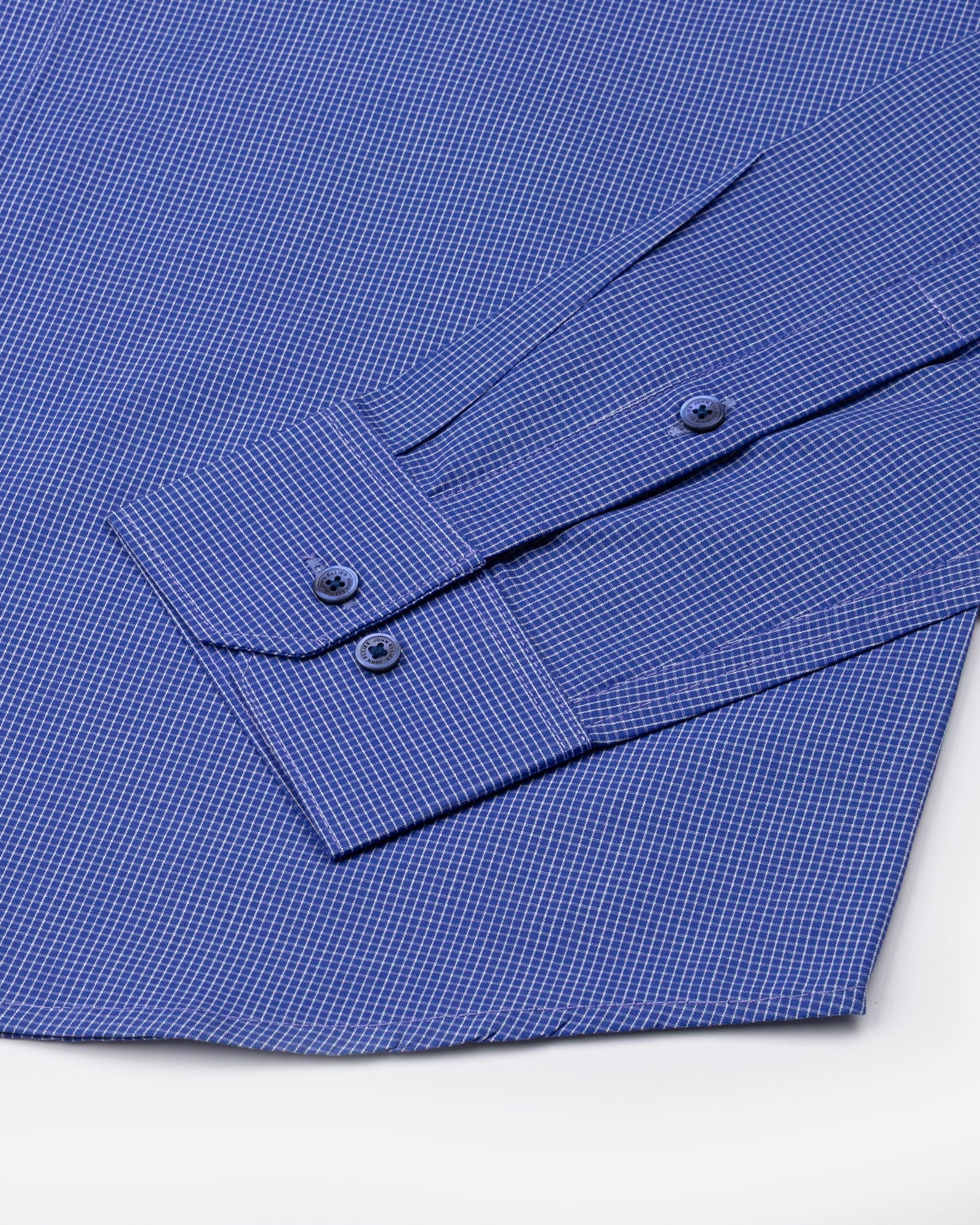 Zephar Navy Blue Check Cotton Shirt - John Ellies