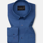 Zephar Blue Micro Check Cotton Shirt - John Ellies