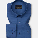 Zephar Blue Micro Check Cotton Shirt - John Ellies