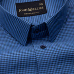 Zephar Blue Micro Check Cotton Shirt - John Ellies