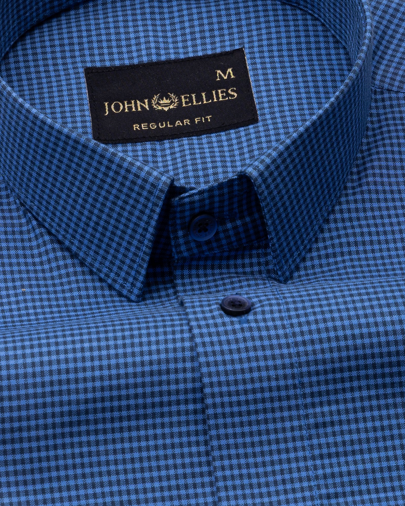 Zephar Blue Micro Check Cotton Shirt - John Ellies