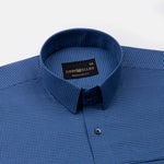 Zephar Blue Micro Check Cotton Shirt - John Ellies