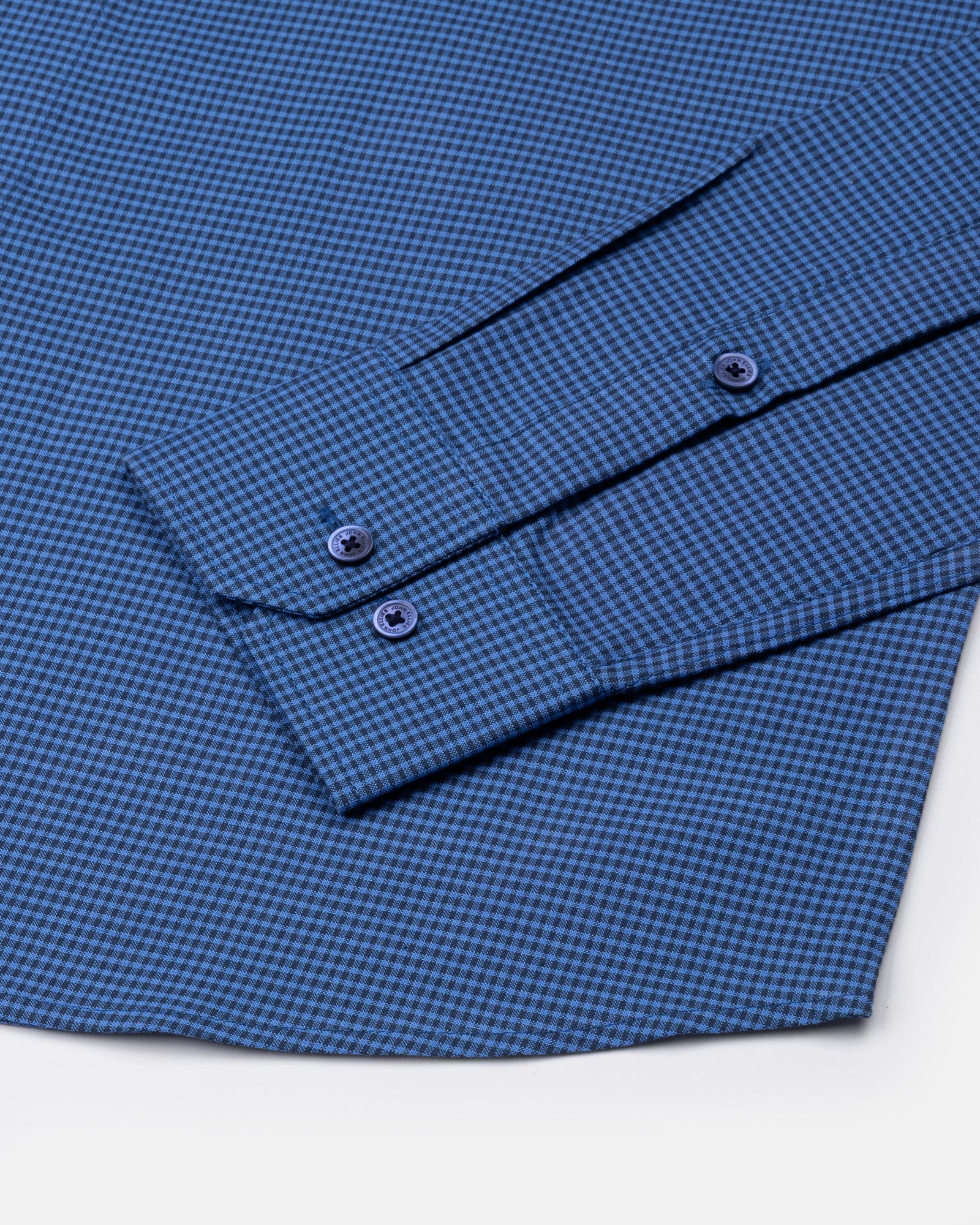 Zephar Blue Micro Check Cotton Shirt - John Ellies