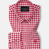 Zephar Red Micro Check Cotton Shirt - John Ellies