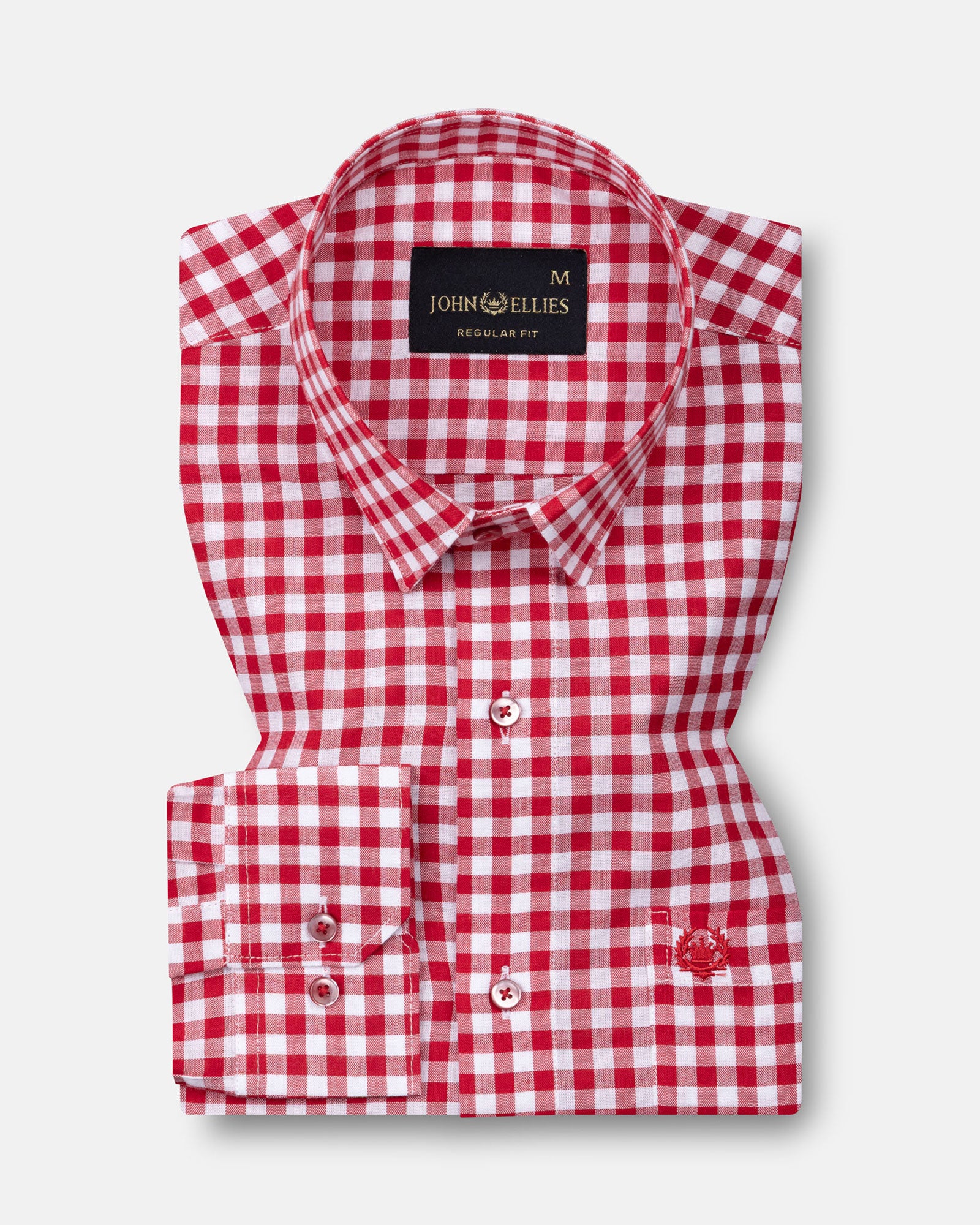 Zephar Red Micro Check Cotton Shirt - John Ellies