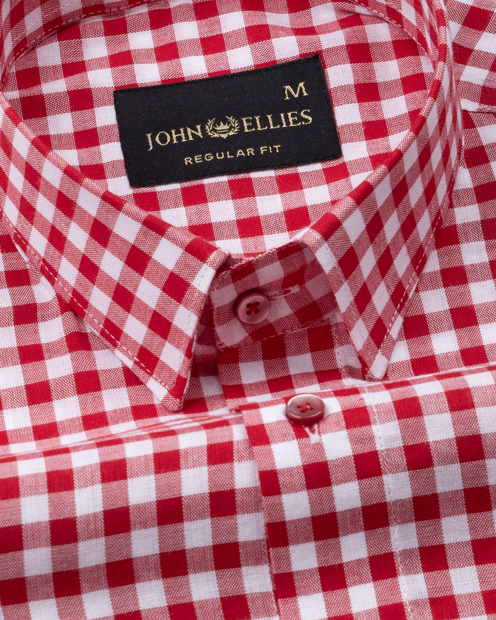 Zephar Red Micro Check Cotton Shirt - John Ellies