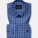 Zephar Blue & Black Check Cotton Shirt - John Ellies