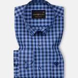 Zephar Blue & Black Check Cotton Shirt - John Ellies