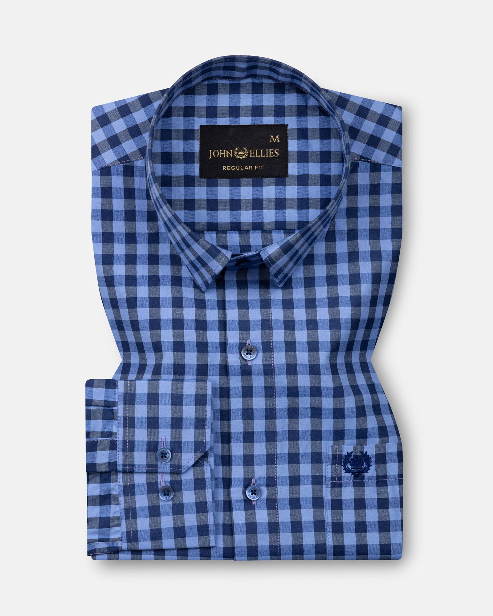 Zephar Blue & Black Check Cotton Shirt - John Ellies