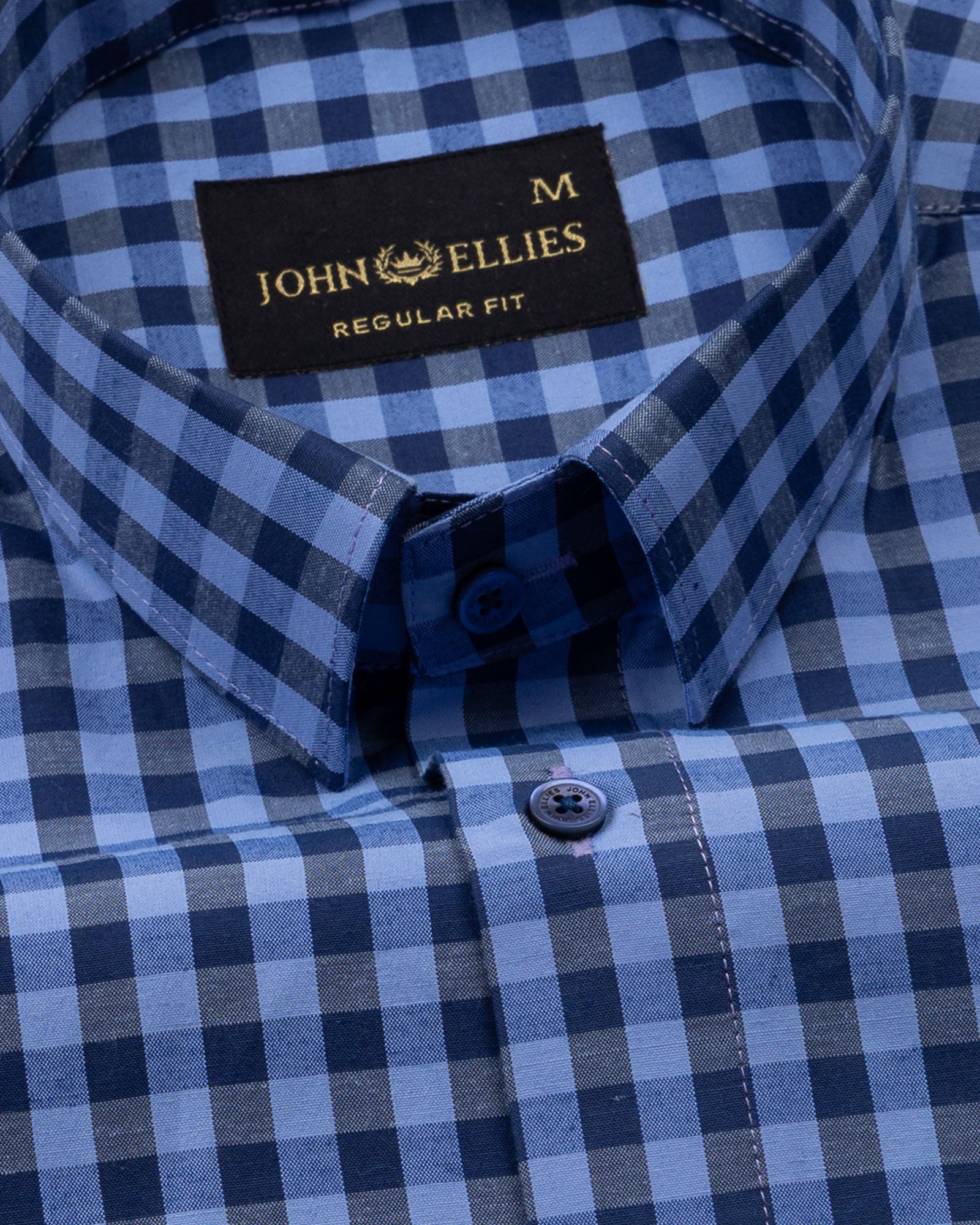 Zephar Blue & Black Check Cotton Shirt - John Ellies