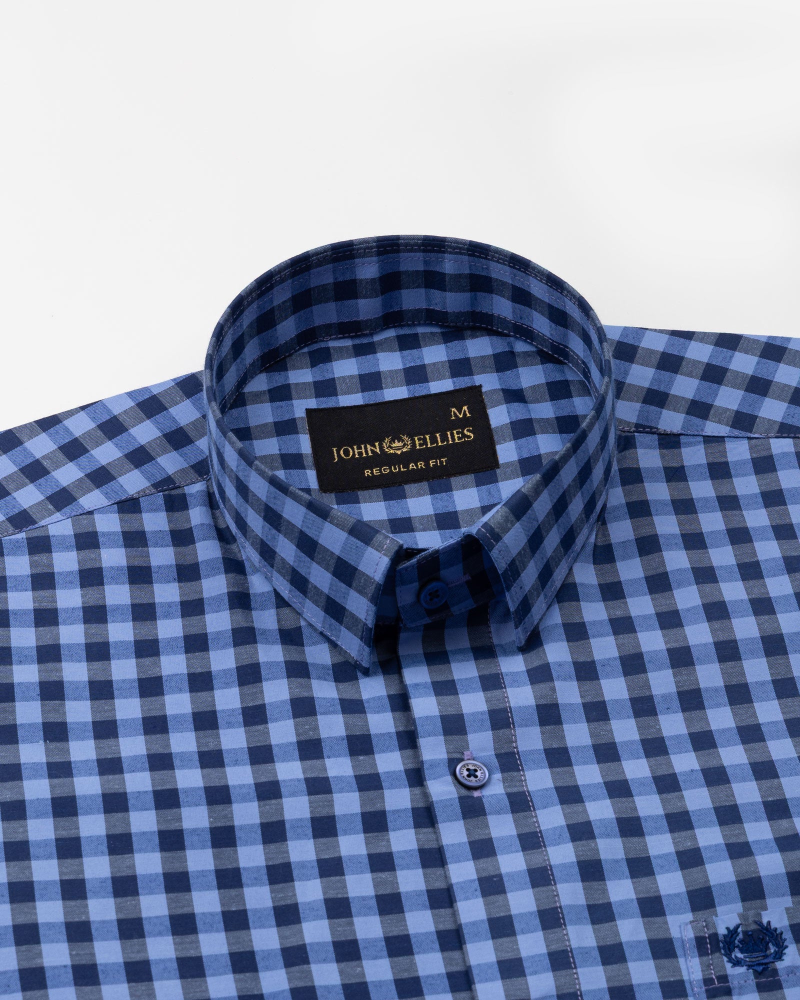 Zephar Blue & Black Check Cotton Shirt - John Ellies