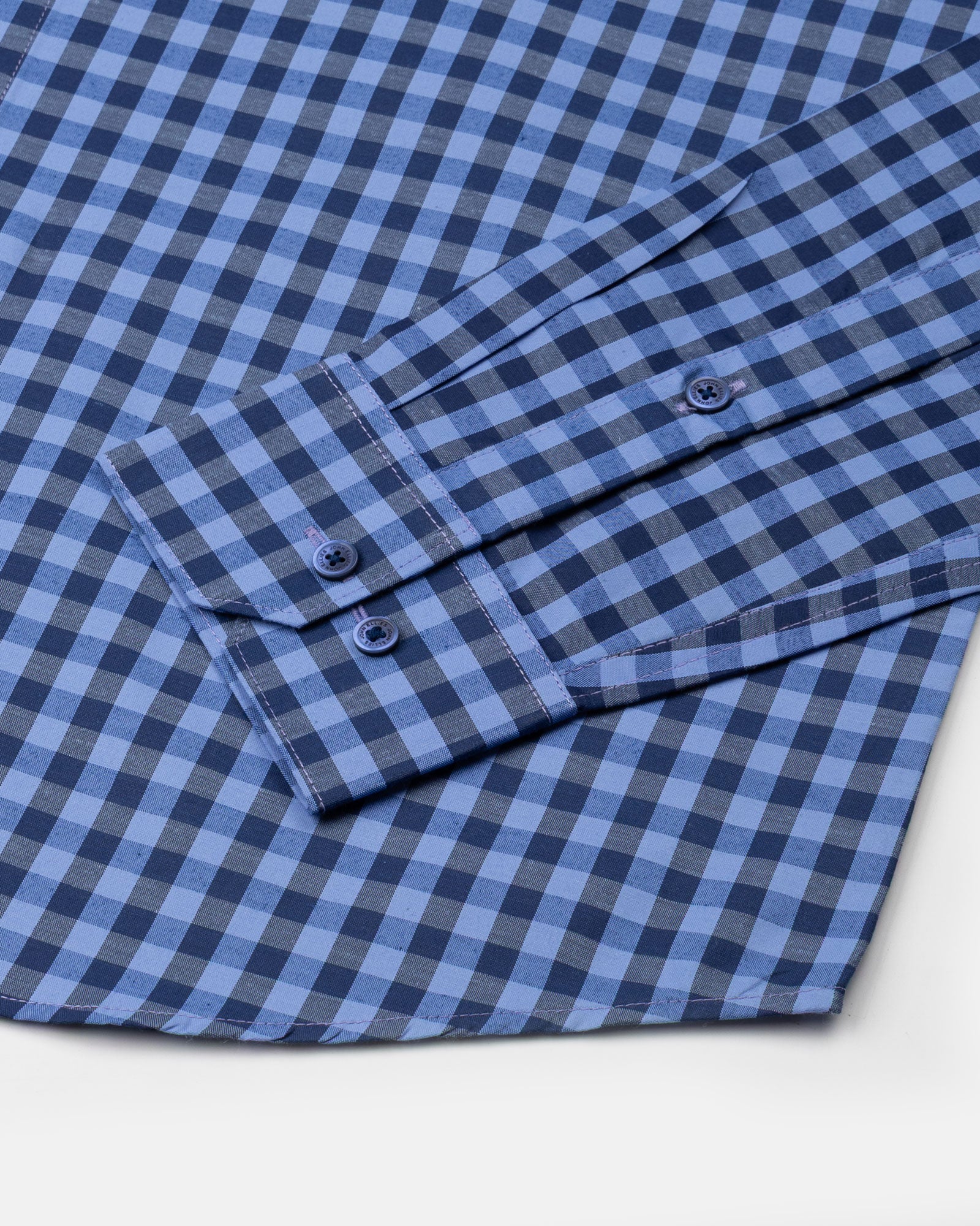 Zephar Blue & Black Check Cotton Shirt - John Ellies